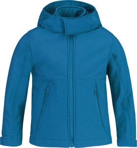 B&C CGJK969 - Kids' hooded softshell jacket Azuur