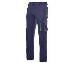 VELILLA V3024S - Tweekleurige stretchbroek met meerdere zakken Marine/Lime