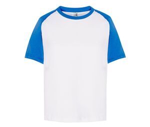 JHK JK153 - T-shirt baseball enfant Wit / Koningsblauw