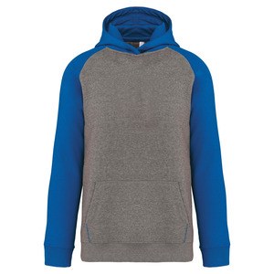 PROACT PA370 - Tweekleurige sweater met capuchon kids Grijze Heide / Sportief Koningsblauw