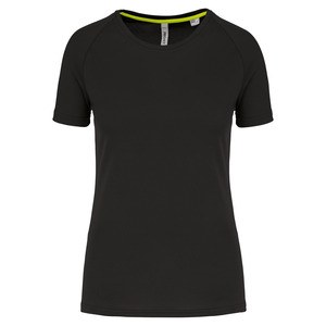 PROACT PA4013 - Gerecycled damessport-T-shirt met ronde hals Zwart