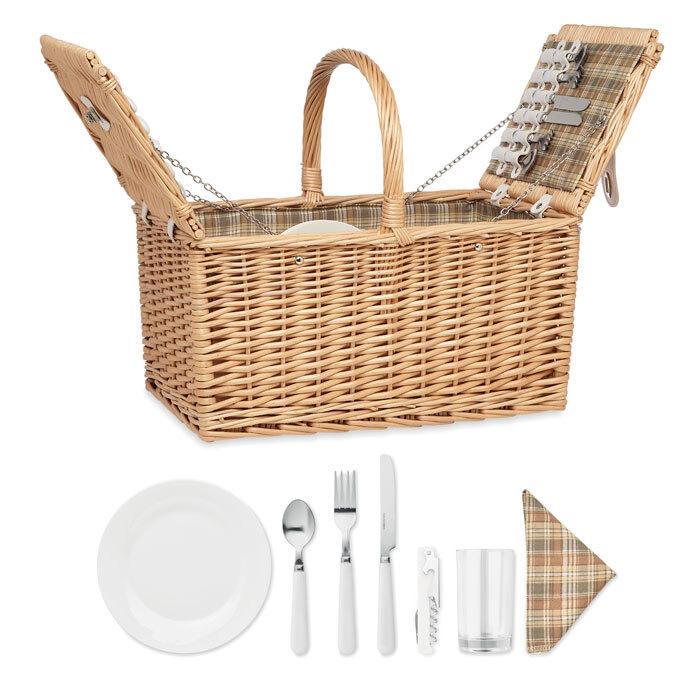 GiftRetail MO6194 - MIMBRE PLUS 4-persoons rotan picknickmand