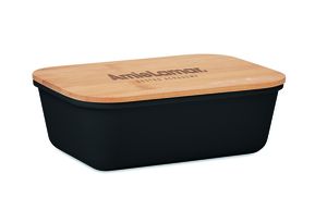 GiftRetail MO6240 - Lunchbox met deksel van bamboe Zwart