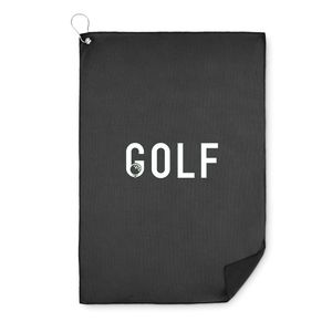 GiftRetail MO6526 - TOWGO RPET golfhanddoek met hanger Zwart