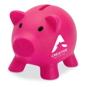 GiftRetail MO8132 - Spaarvarken in PVC met dop in ABS aan de onderkant Fuchsia