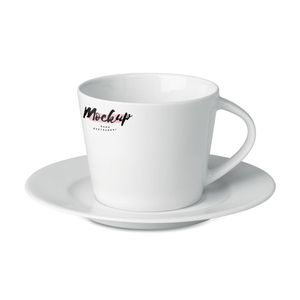 GiftRetail MO9080 - PARIS Cappuccino kop en schotel Wit