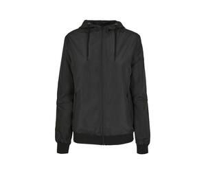 BUILD YOUR BRAND BY147 - LADIES RECYCLED WINDRUNNER Zwart / Zwart