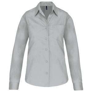 Kariban K542 - DAMES POPLIN BLOUSE LANGE MOUWEN Sneeuwgrijs