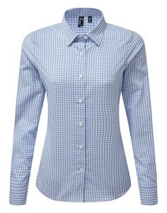 Premier PR352 - Overhemd met grote vichyruiten Lichtblauw/wit