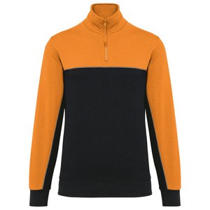 WK. Designed To Work WK404 - Ecologische uniseks sweater met ritskraag Zwart / Oranje