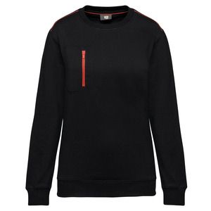 WK. Designed To Work WK403 - DayToDay unisex sweater met zip contrasterende zak Zwart / Rood