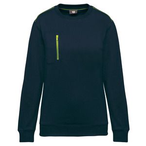 WK. Designed To Work WK403 - DayToDay unisex sweater met zip contrasterende zak Marine/Fluorescerend Geel