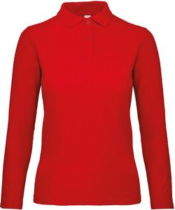 B&C CGPWI13 - ID.001 Ladies' long-sleeve polo shirt Rood