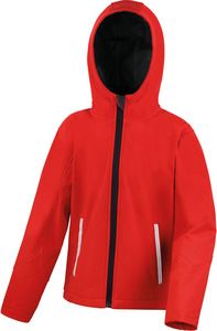 Result R224JY - Kids Tx Performance Hooded Softshell Jacket Rood / Zwart