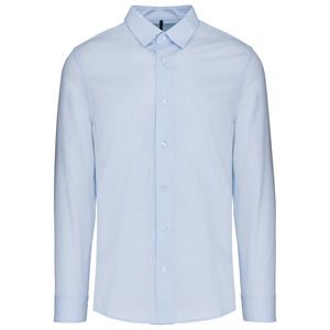 Kariban K513 - Herenoverhemd in popeline met lange mouwen Gestreept lichtblauw / wit