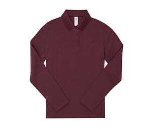 B&C BCW462 - Ladies' long sleeve poloshirt Bourgondië