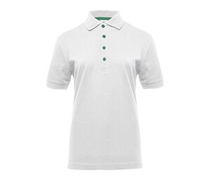 BLACK&MATCH BM101 - Ladies' contrasting button poloshirt Wit / Kelly groen