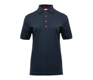 BLACK&MATCH BM101 - Ladies' contrasting button poloshirt Marine / Rood