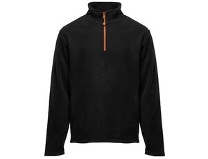 BLACK&MATCH BM505 - 1/4 zip fleece jacket Zwart/oranje