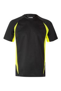 Velilla 105501 - TWO-TONE TECHNICAL T-SHIRT ZWART/HI-VIS GEEL