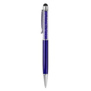 EgotierPro 33584 - Aluminium Pen met Diamanten en Touchscreen Pointer DIAMONDS Blauw