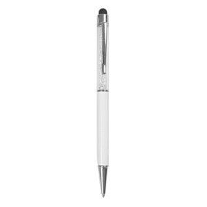EgotierPro 33584 - Aluminium Pen met Diamanten en Touchscreen Pointer DIAMONDS Wit