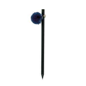 EgotierPro 37532 - Zwarte houten potlood met gekleurde pompon GINGER Blauw