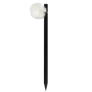 EgotierPro 37532 - Zwarte houten potlood met gekleurde pompon GINGER Wit