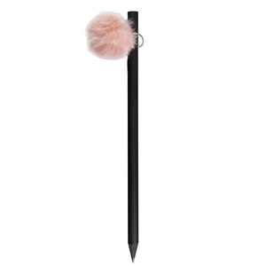 EgotierPro 37532 - Zwarte houten potlood met gekleurde pompon GINGER Roze