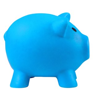 EgotierPro 38075 - Grappig Gekleurde Plastic Spaarvarken MONEY Blauw