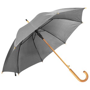 EgotierPro 39529 - Automatische Paraplu 190T Polyester, Houten Handvat CLOUDY Grijs
