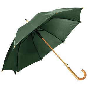 EgotierPro 39529 - Automatische Paraplu 190T Polyester, Houten Handvat CLOUDY Donkergroen