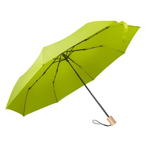 EgotierPro 50651 - Opvouwbare Paraplu 95 cm RPET met Houten Handvat PUCK Groen
