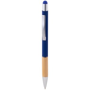 EgotierPro 53564 - Blauwe Inkt Pen van Gerecycled Aluminium met Bamboe ANDIKA