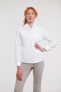 Russell Collection RU934F - Poly/Katoenen Easy Care Poplin Overhemd Met Lange Mouw