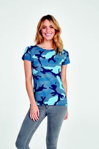 SOLS 01187 - Camo Women Dames T Shirt Ronde Hals