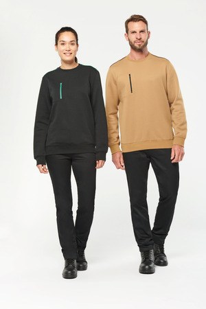 WK. Designed To Work WK403 - DayToDay unisex trui met rits contrasterende zak