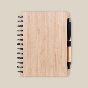 EgotierPro 50053 - Bamboe Notitieboek met Pen en 70 Kraft Bladen PANDA