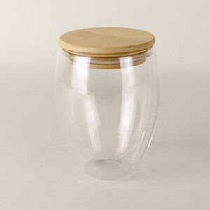 EgotierPro 50645 - Dubbelwandig Borosilicaatglas met Bamboe Deksel 300ml BROUST