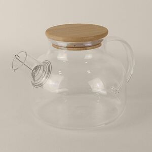 EgotierPro 52025 - Borosilicaat Theepot met Bamboe Deksel & Metalen Filter HERBAL